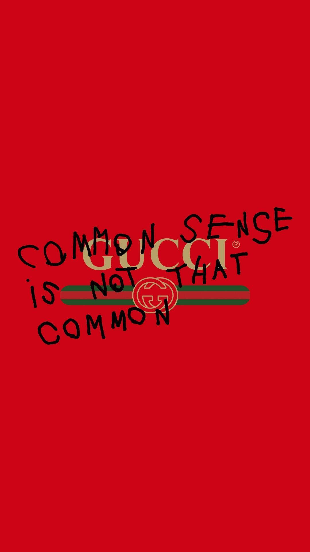 Gucci, Common Sense Graphic, red background, Full HD Phone Wallpaper
