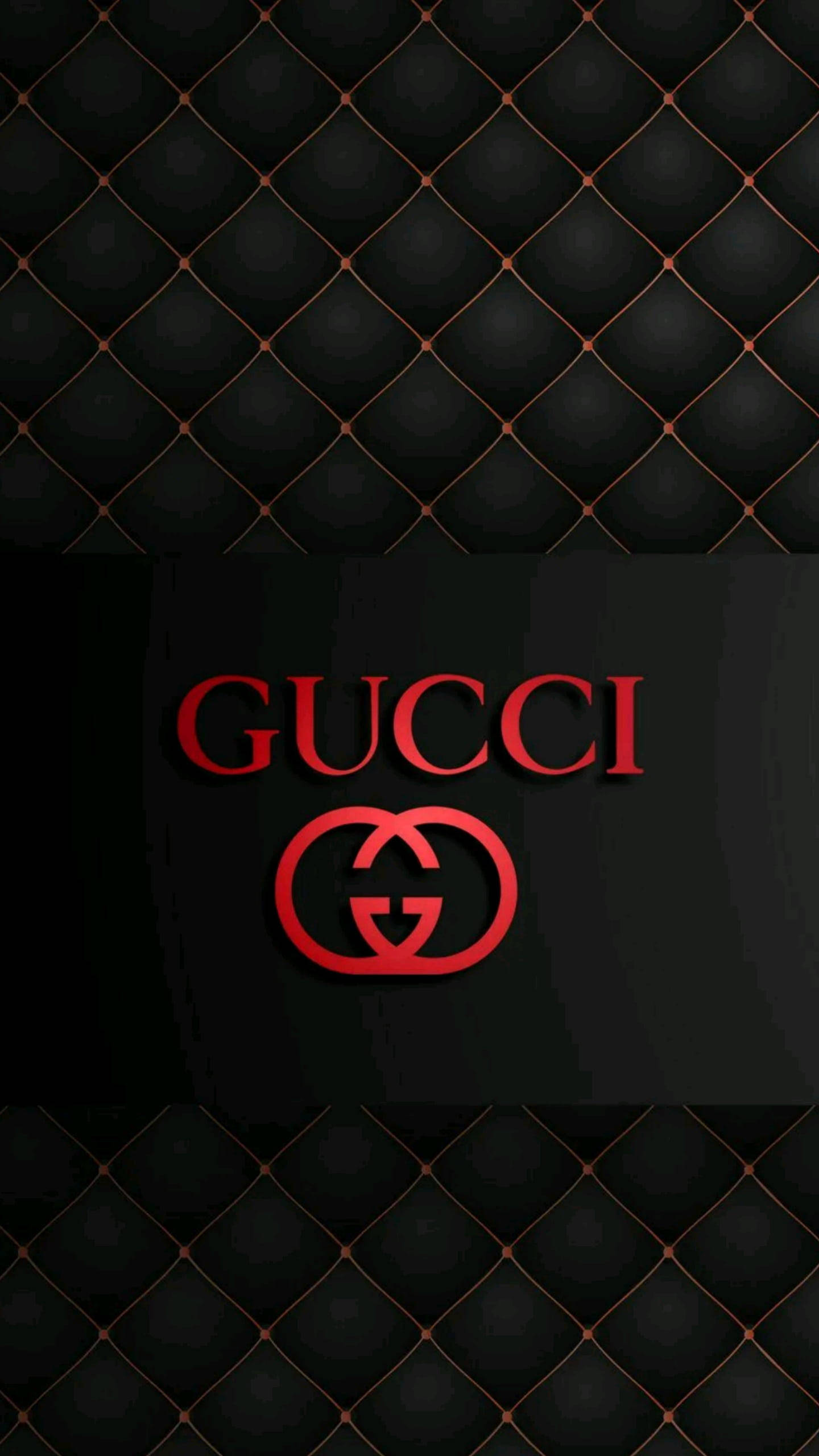 Gucci, black quilted leather, gold stitching, 2K Phone Wallpaper