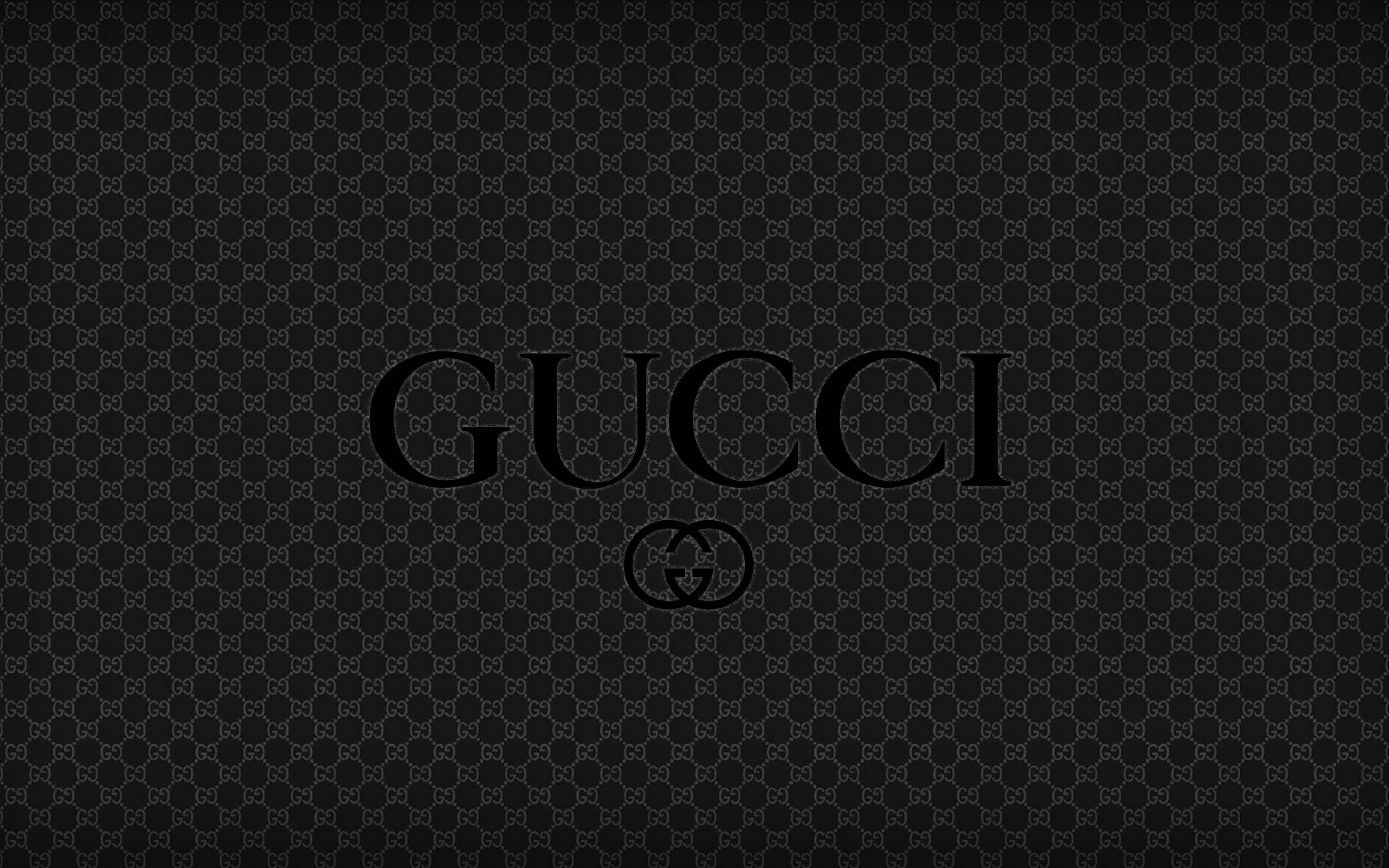 Gucci, black, monogram pattern, 4K Desktop Wallpaper