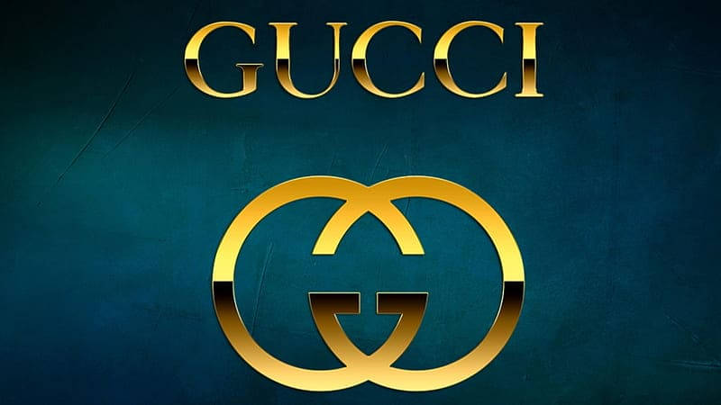 Gucci, gold, blue, SD Desktop Wallpaper