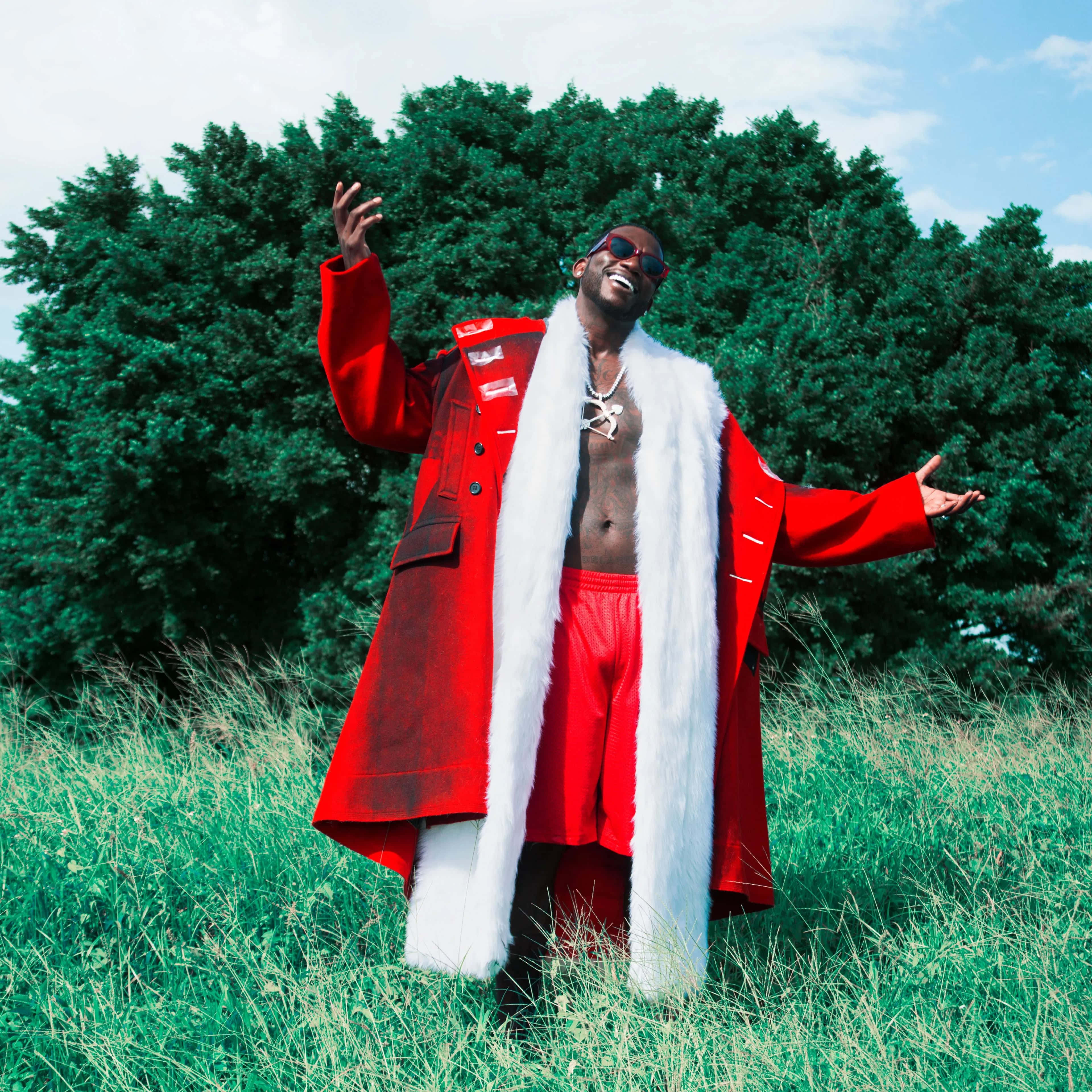 Gucci Mane, red coat, white fur trim, 4K Desktop Wallpaper