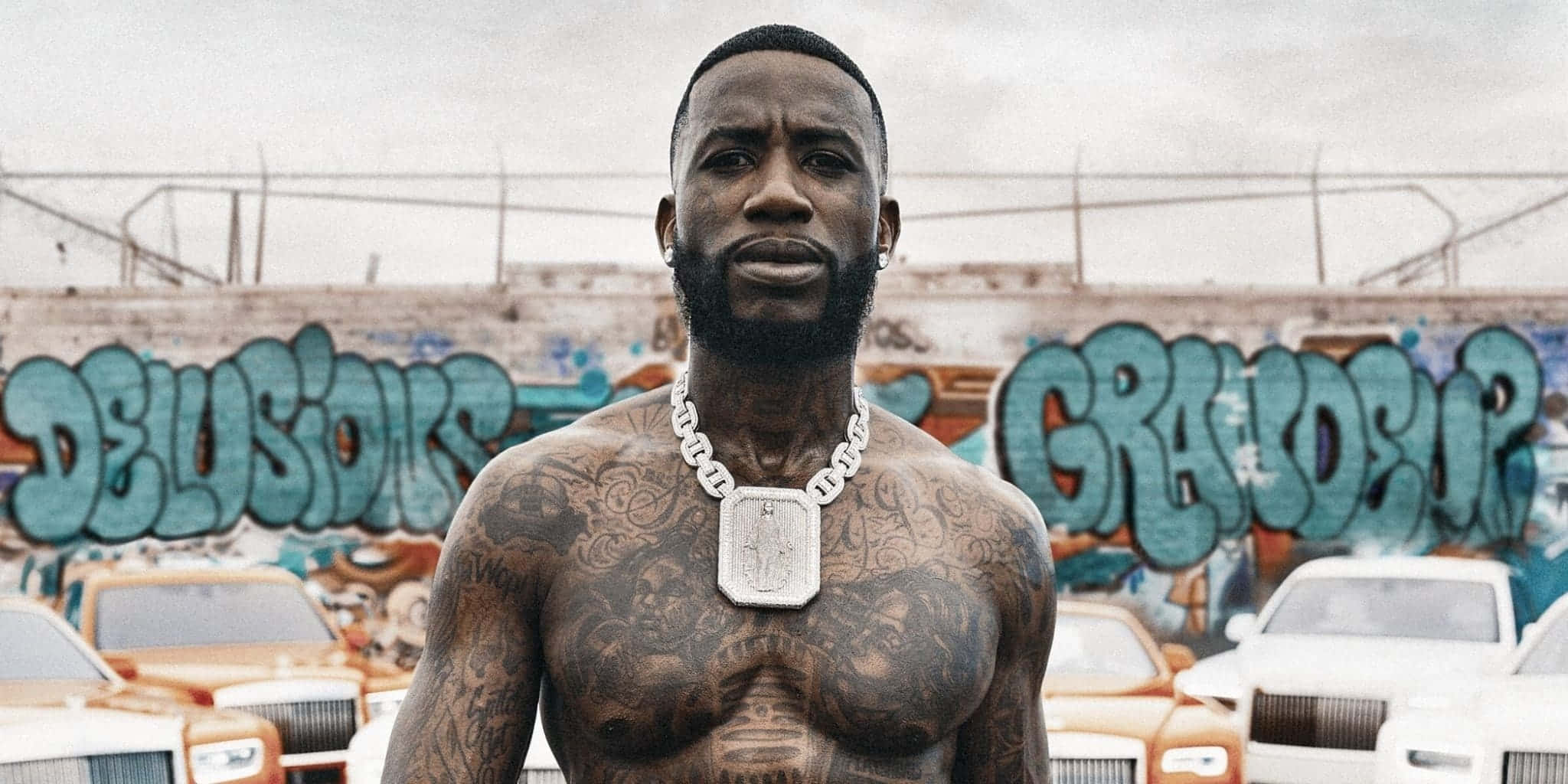 Gucci Mane, tattoos, thick chain necklace, Full HD Desktop Wallpaper