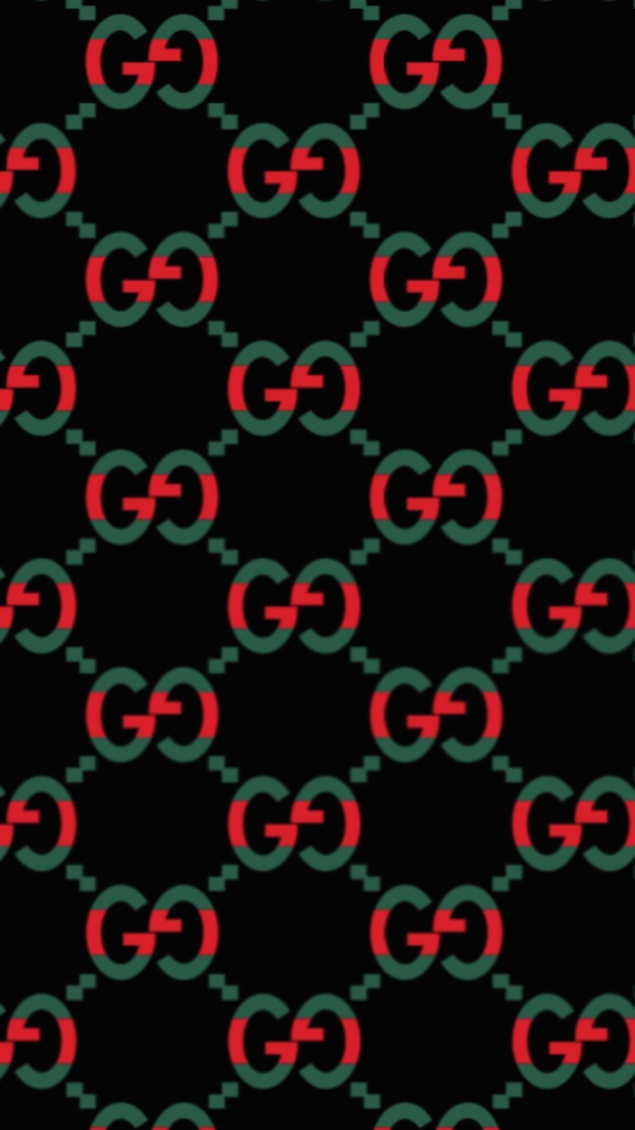 Gucci, red and green interlocking G logos, black background, Full HD Phone Wallpaper