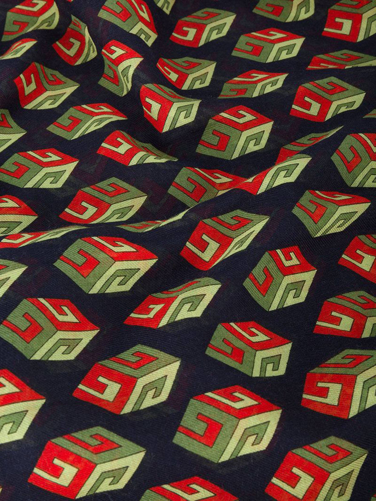 Gucci Pattern, cube icons, dark blue fabric, HD Phone Wallpaper