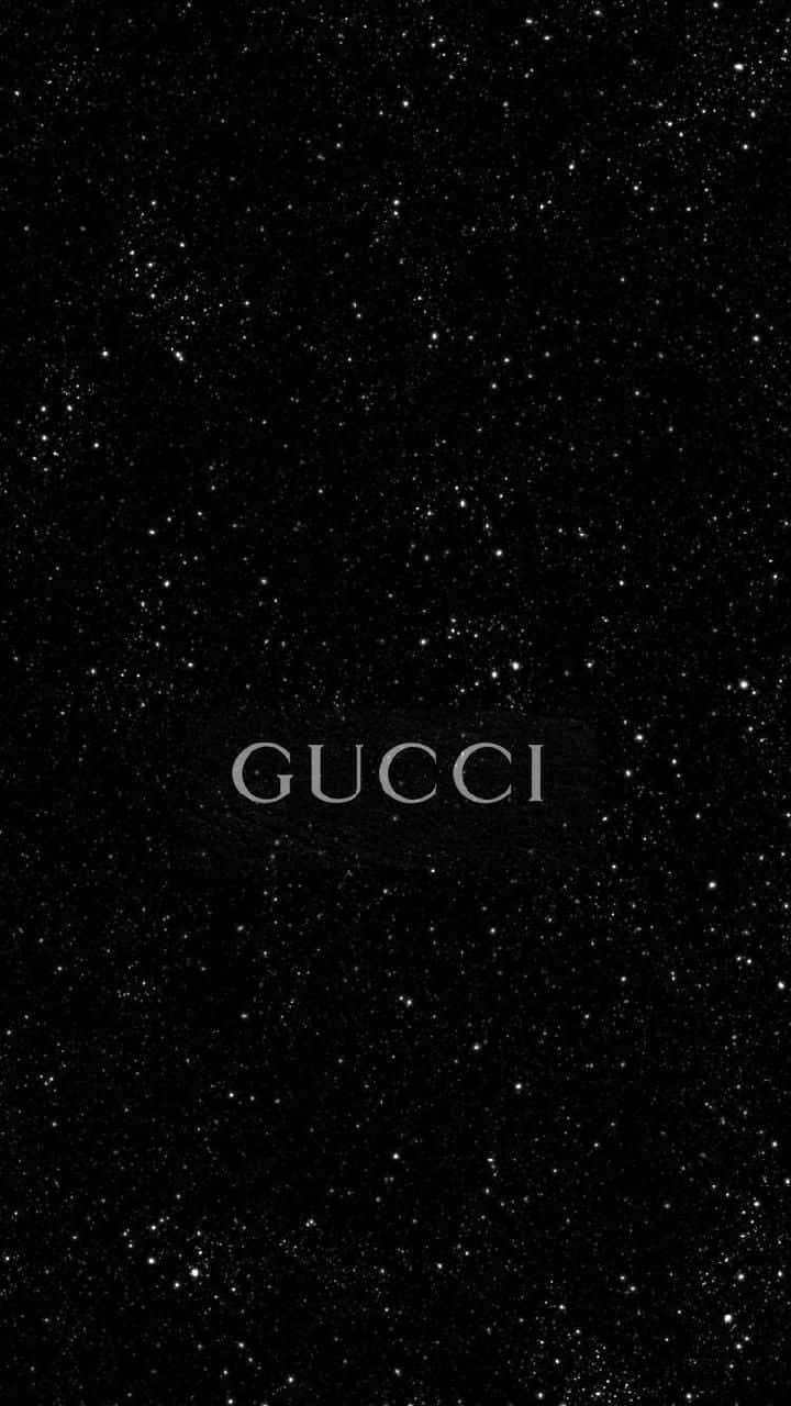 Gucci, black background, white stars, HD Phone Wallpaper