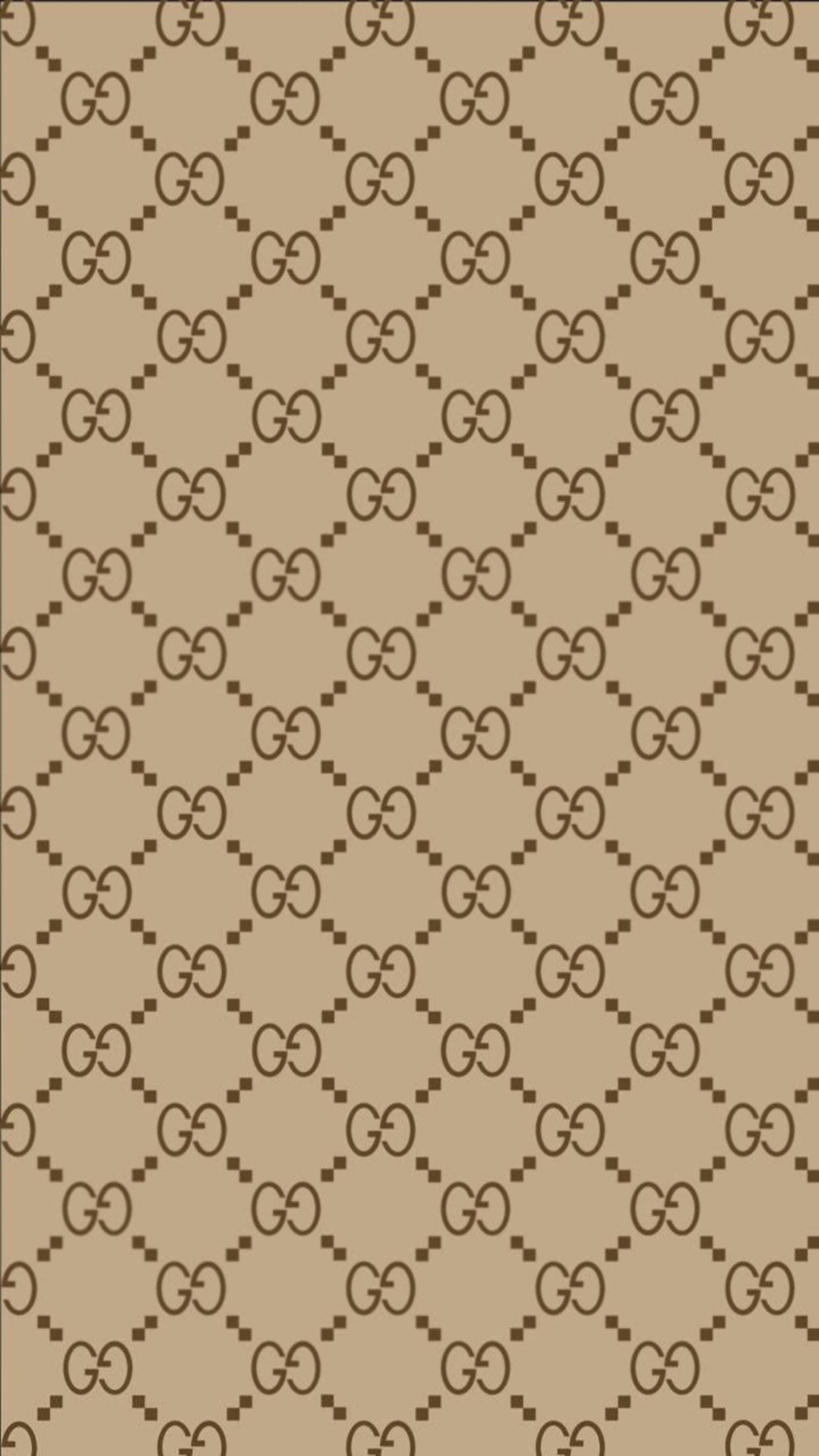 brown interlocking GG monogram pattern, beige background, classic luxury design, Full HD Phone Wallpaper