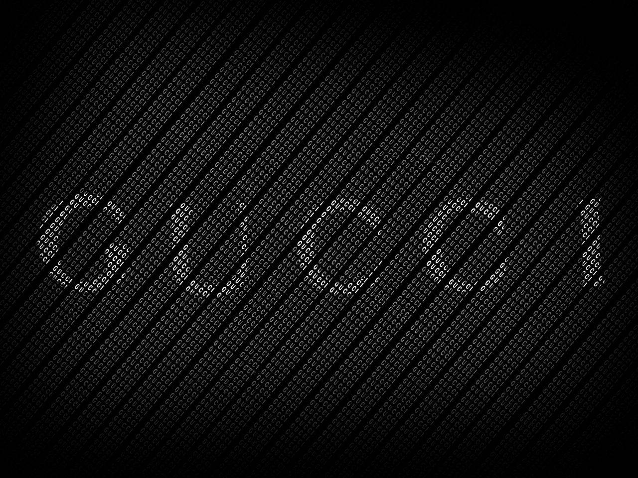 Gucci Pattern, black, glowing white binary code, HD Desktop Wallpaper