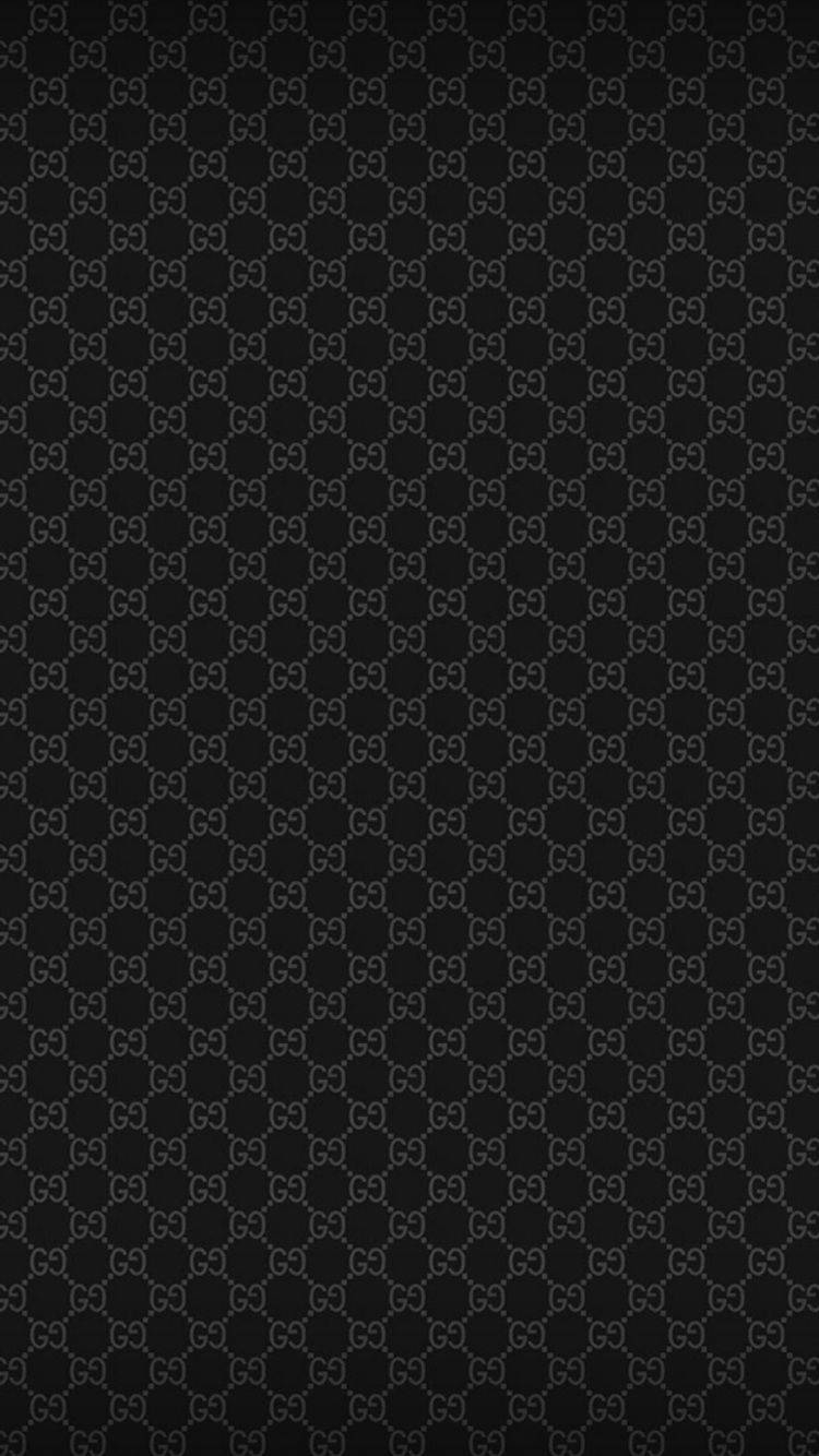 Gucci pattern, light gray, solid black background, HD Phone Wallpaper