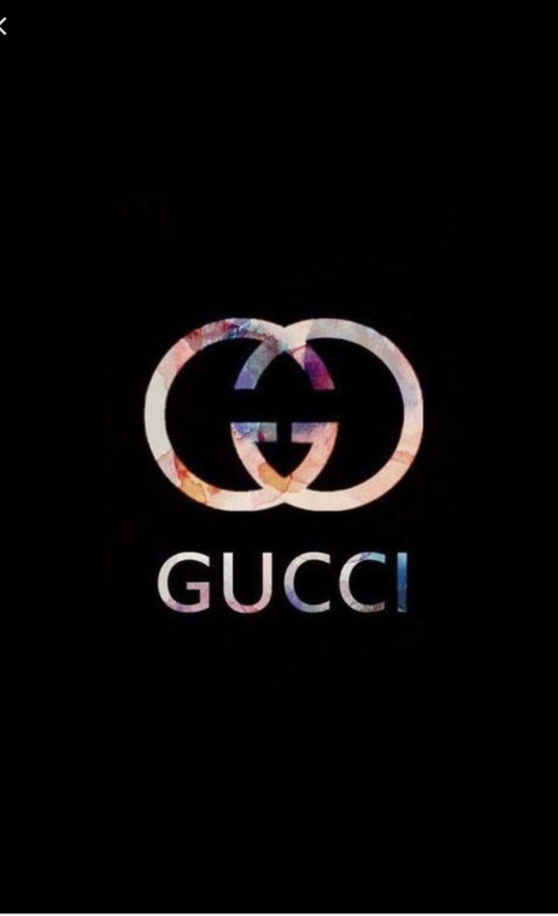 Gucci, interlocking Gs, iridescent multicolored gradient, HD Phone Wallpaper
