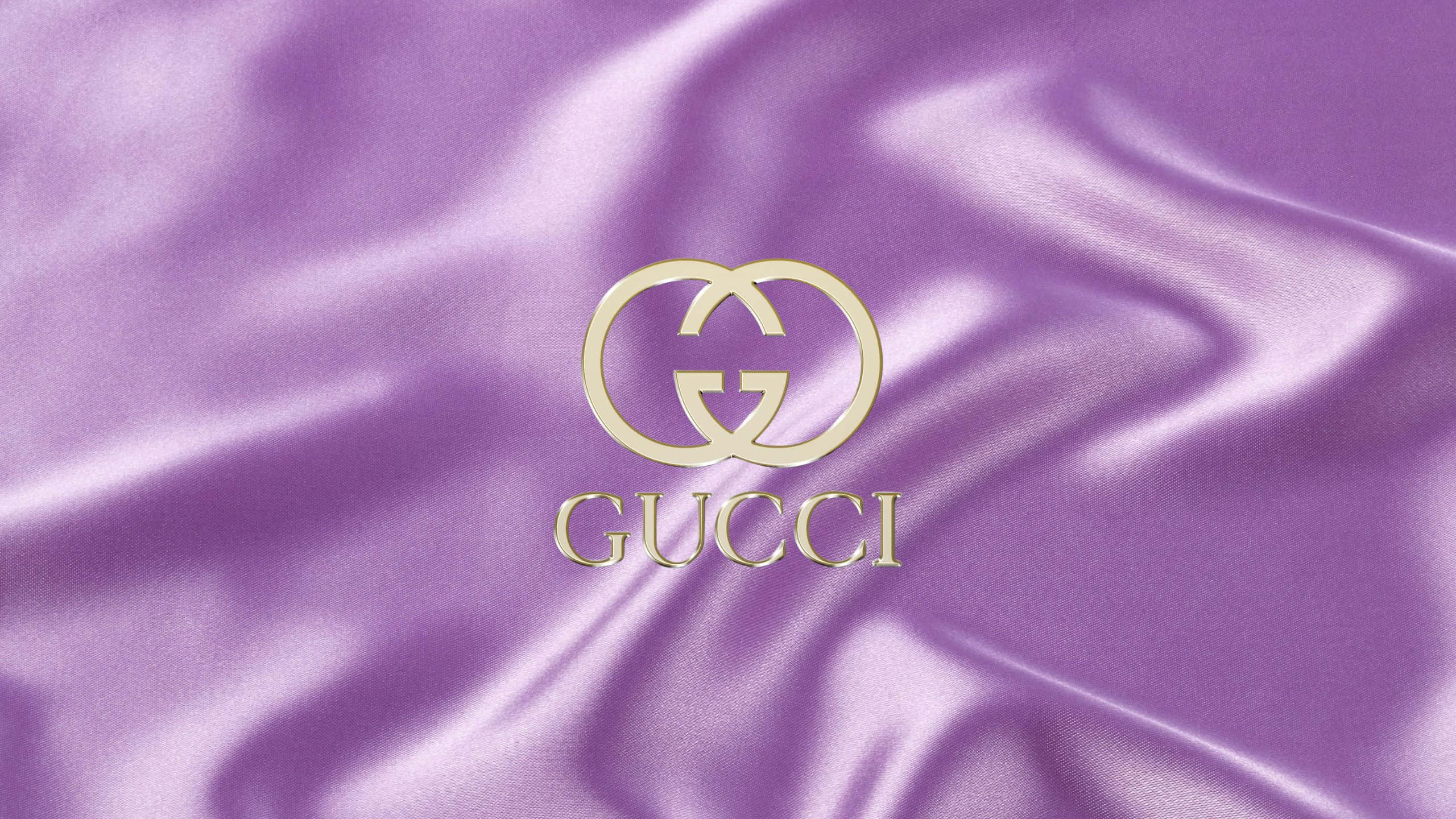 Gucci, purple satin, gold Gucci logo, 2K Desktop Wallpaper