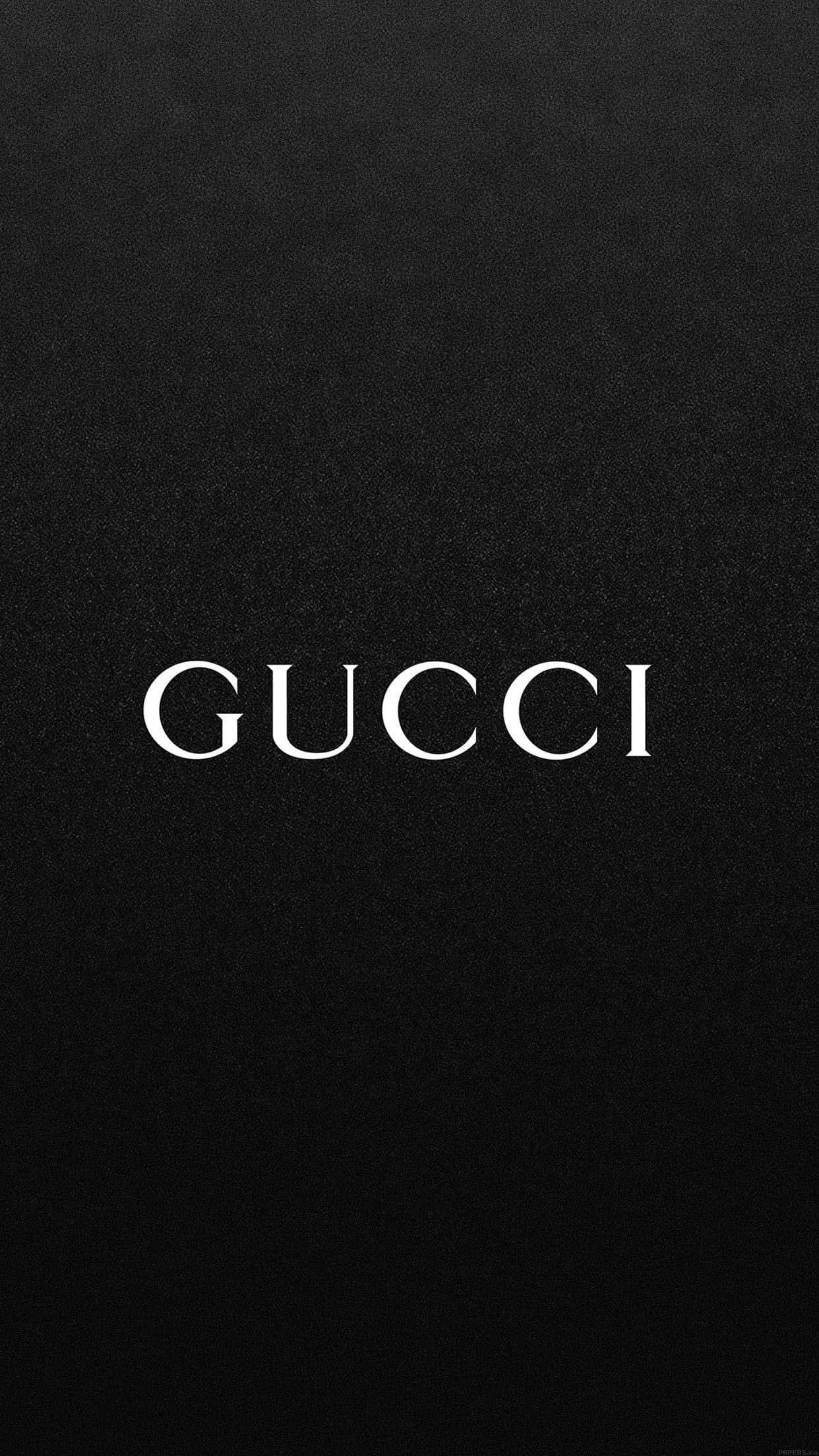Gucci, white serif font, textured black background, Full HD Phone Wallpaper