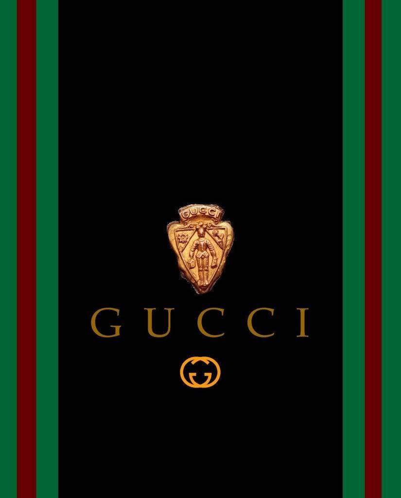 Gucci, Gucci logo, black background, SD Phone Wallpaper