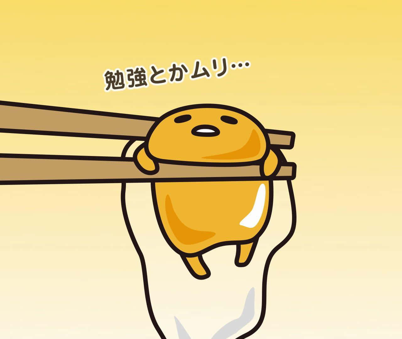 Gudetama, chopsticks, noodle strand, HD Desktop Wallpaper