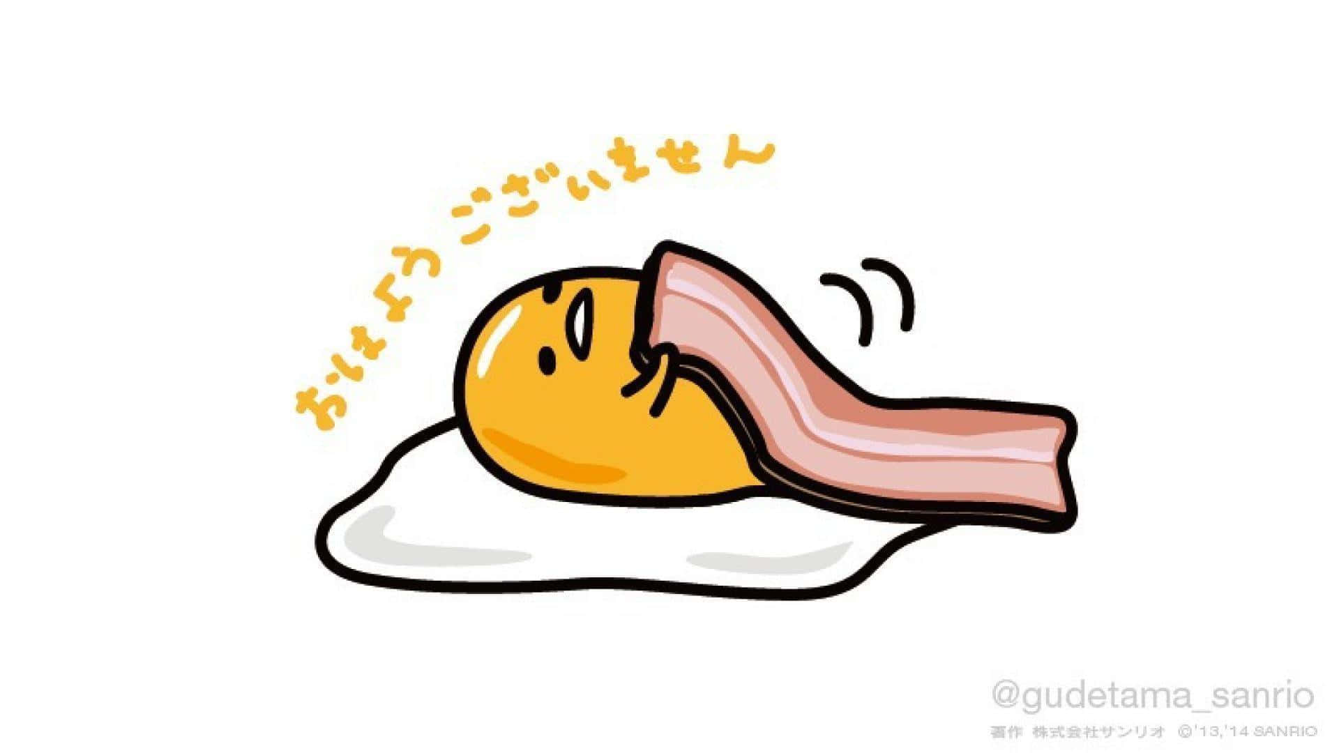 Gudetama, yellow egg character, bacon strip, Full HD Desktop Wallpaper