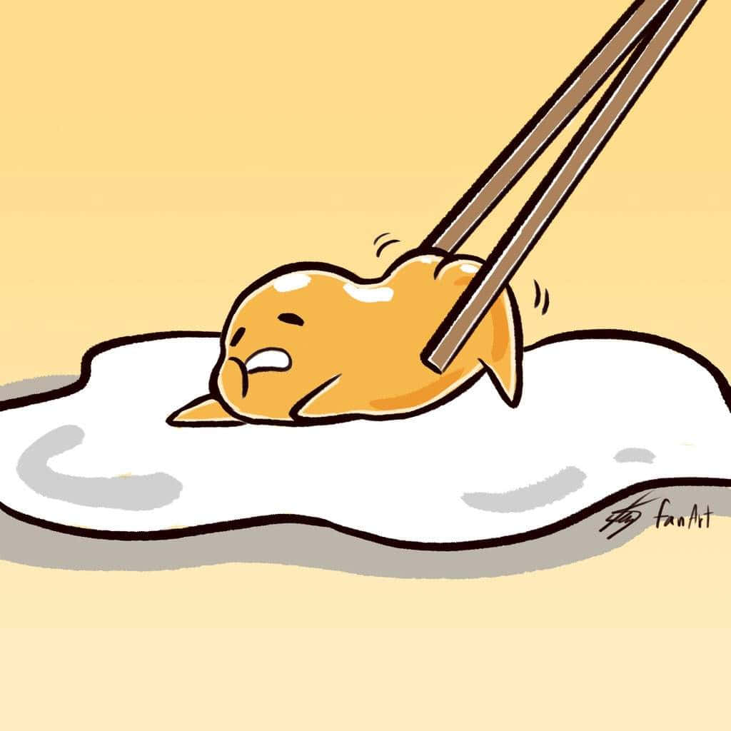 Gudetama, fried egg yolk, chopsticks, SD Desktop Wallpaper