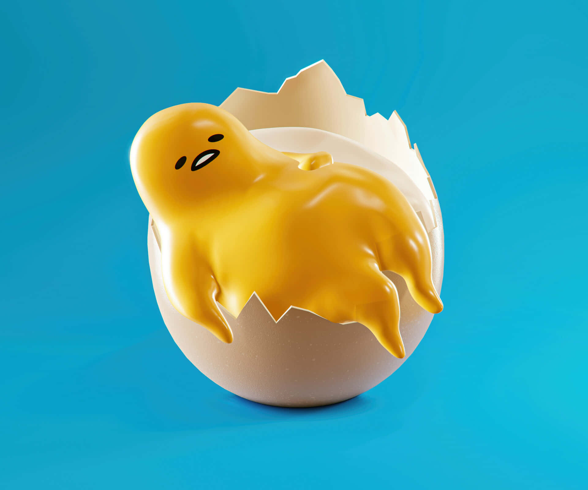 Gudetama, glossy yellow, cracked eggshell, Full HD Desktop Wallpaper