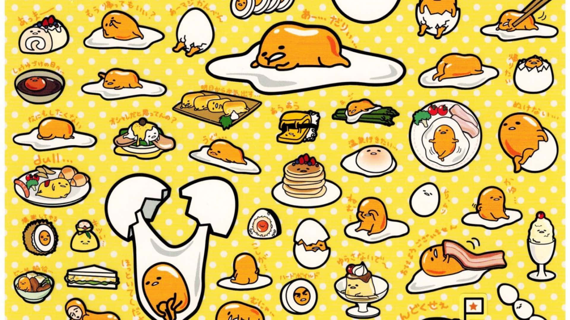 Gudetama, yellow, breakfast foods, Full HD Desktop Wallpaper