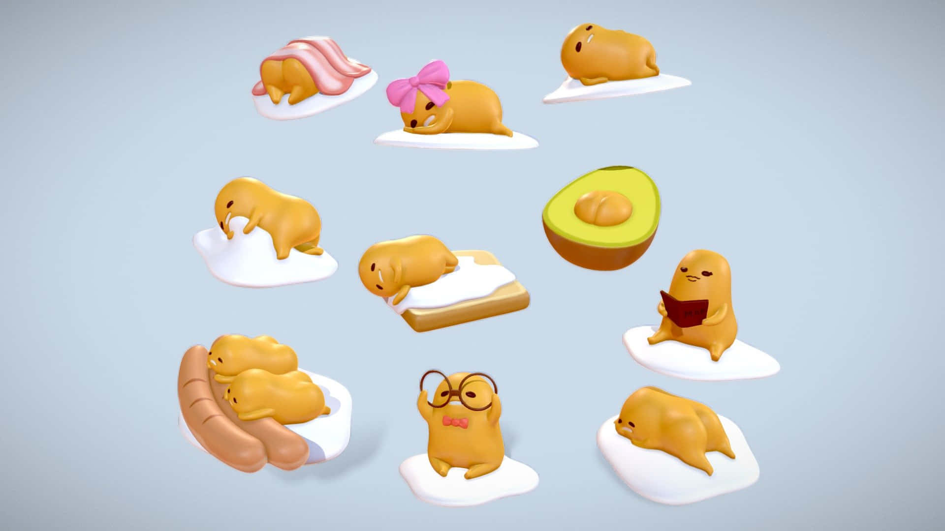 Gudetama, yellow seal character, avocado toast, Full HD Desktop Wallpaper