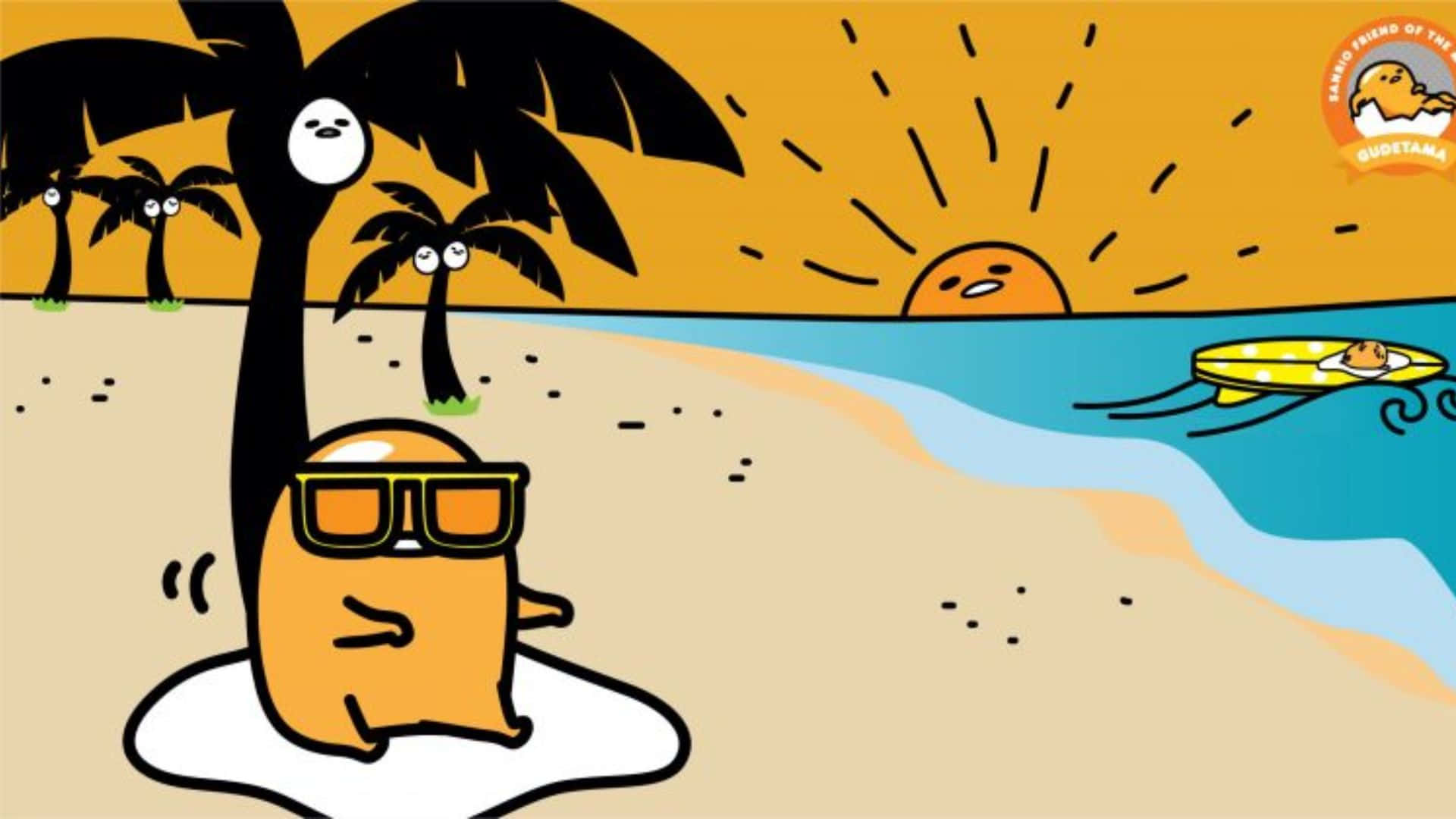 Gudetama Computer, Gudetama, sunglasses, Full HD Desktop Wallpaper