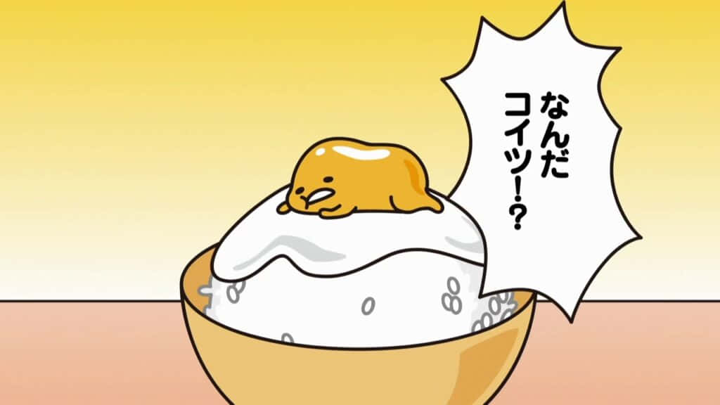 Gudetama, yellow gummy character, bowl of rice, SD Desktop Wallpaper