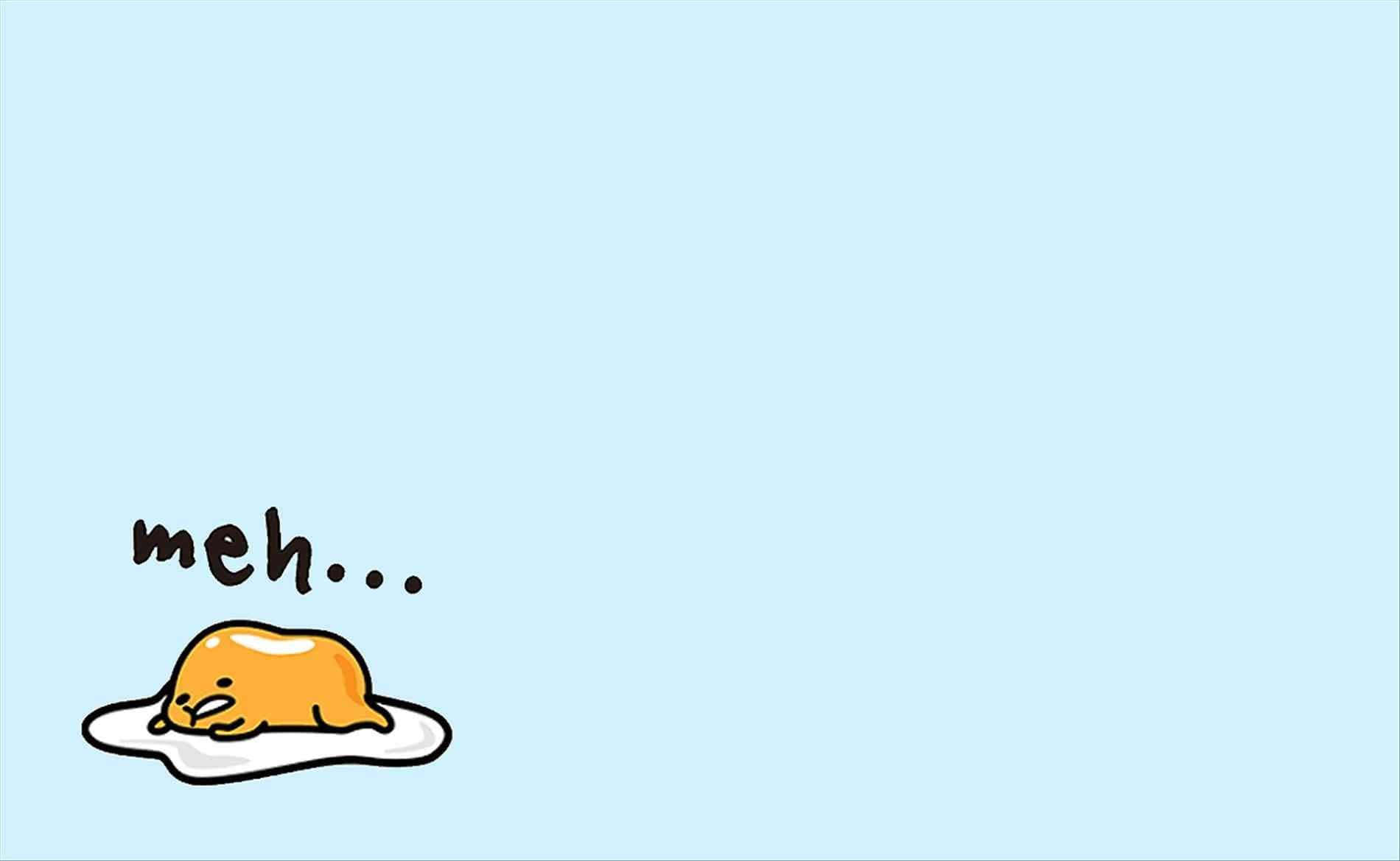 Gudetama Computer, yellow gummy bear character, white plate, HD Desktop Wallpaper