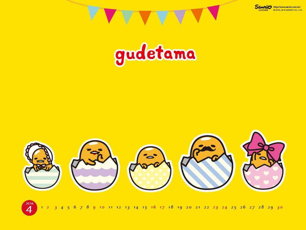 Gudetama Computer, Gudetama characters, colorful patterned eggshells, SD Desktop Wallpaper
