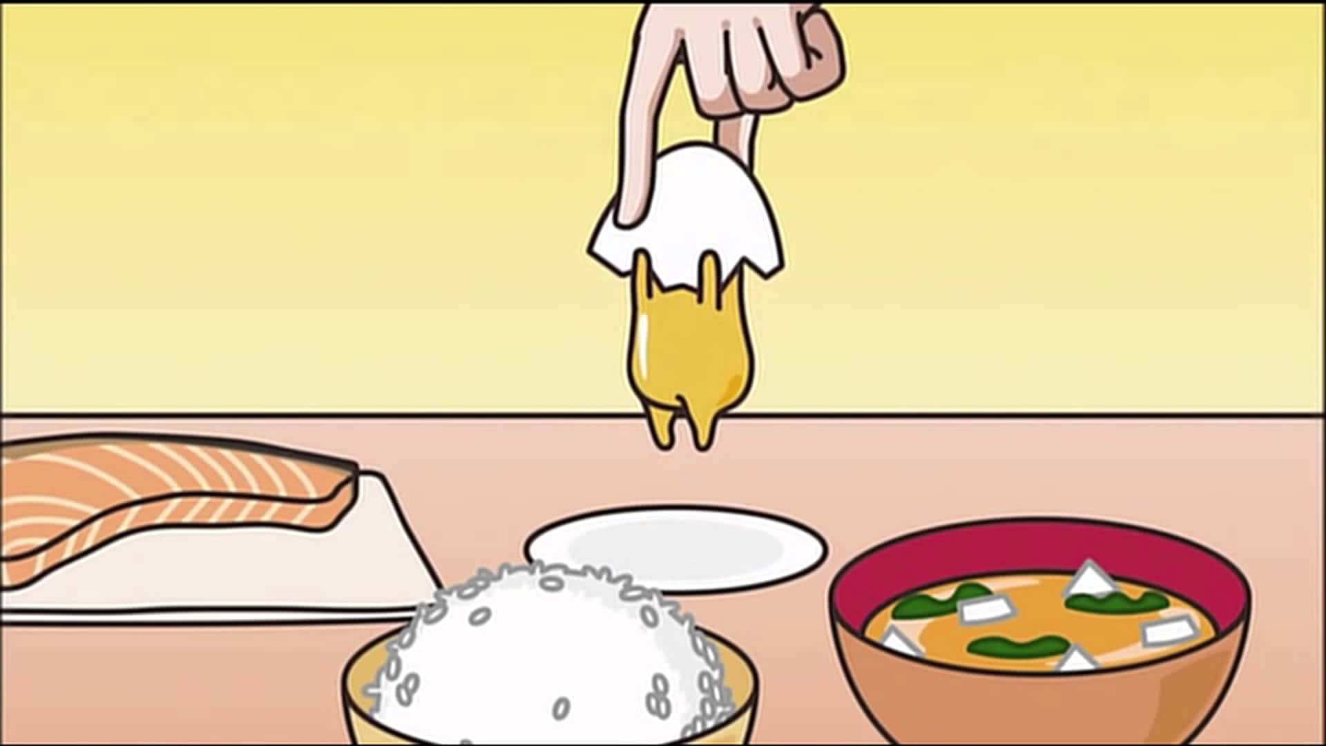 Gudetama, computer, cartoon hand, Full HD Desktop Wallpaper