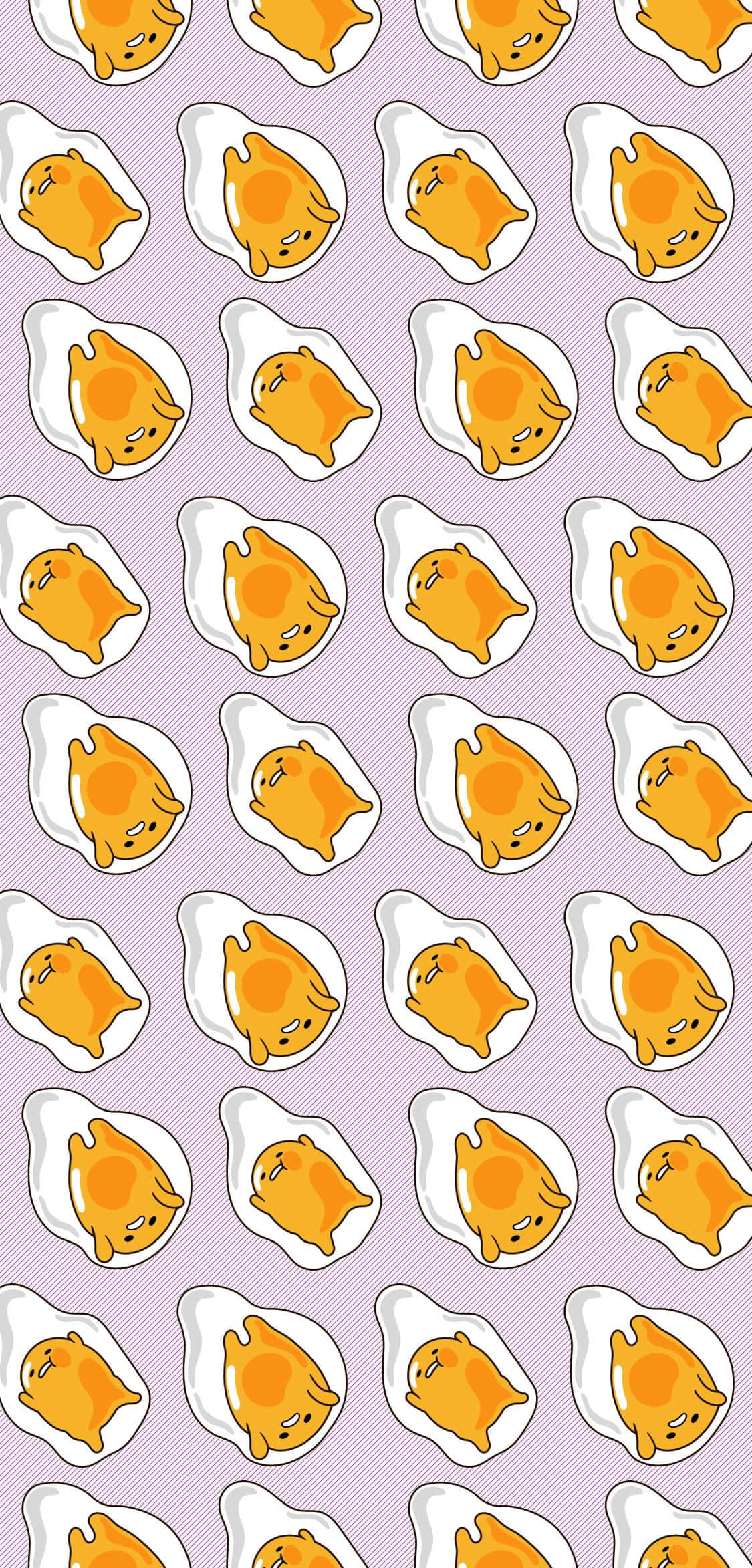 Gudetama Phone, cute cartoon fried eggs with faces, light purple background, Full HD Phone Wallpaper