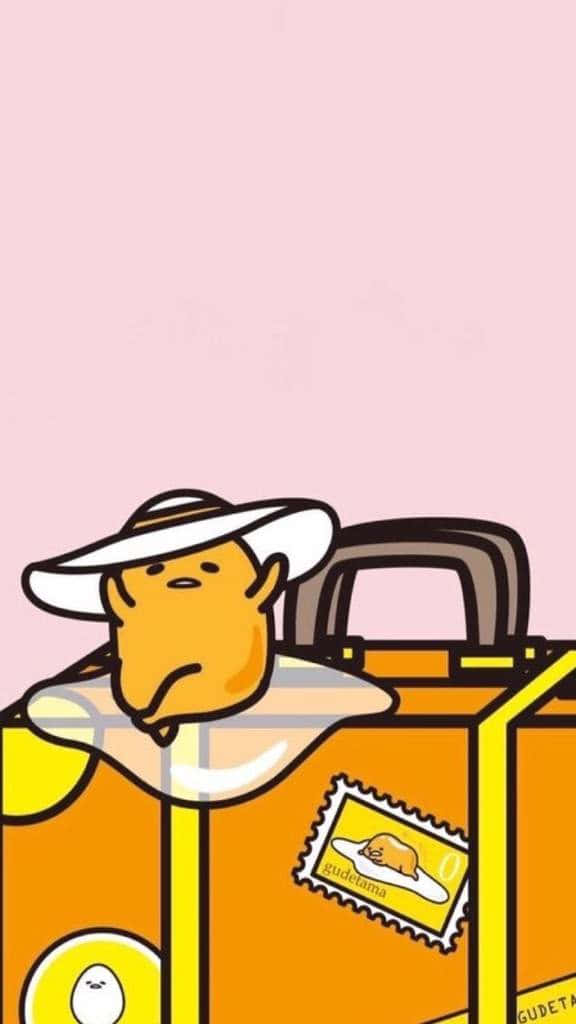 Gudetama, yellow cartoon character, white hat, SD Phone Wallpaper
