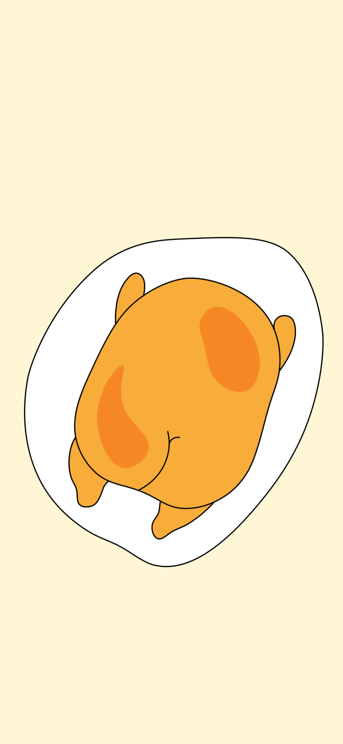 Gudetama, orange spots, white oval, 2K Phone Wallpaper