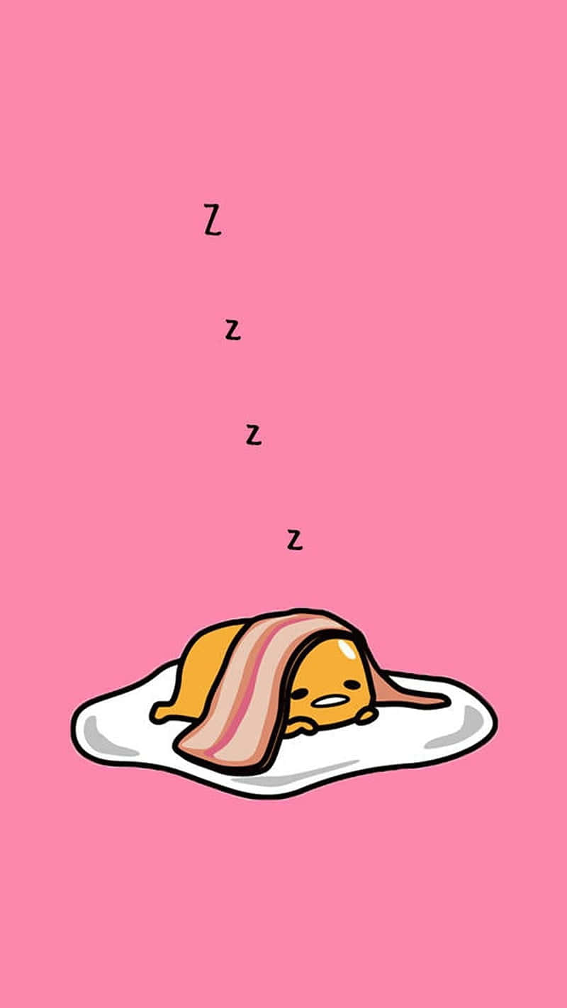 Gudetama, pink background, bacon strip, HD Phone Wallpaper