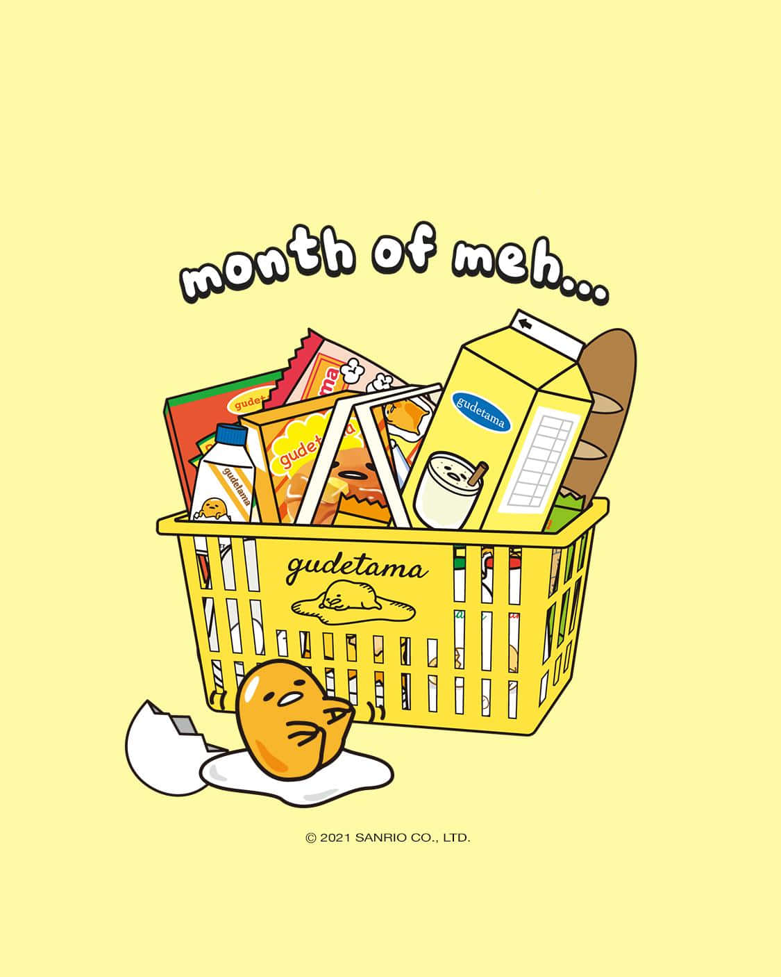 Gudetama Phone, yellow basket, Gudetama-themed groceries, HD Phone Wallpaper