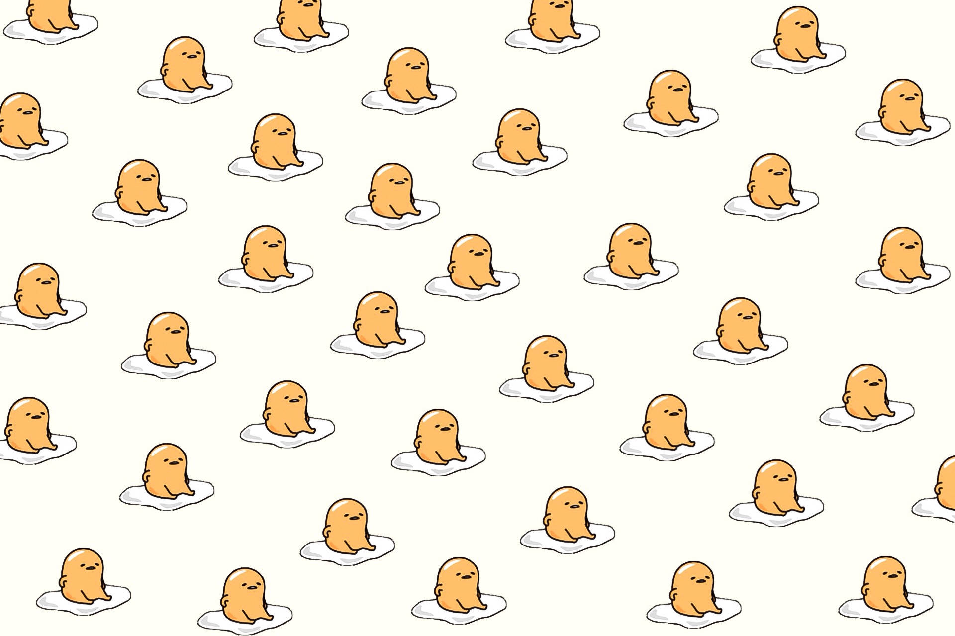 Sitting Gudetama, orange gummy bear characters, white clouds, Full HD Desktop Wallpaper