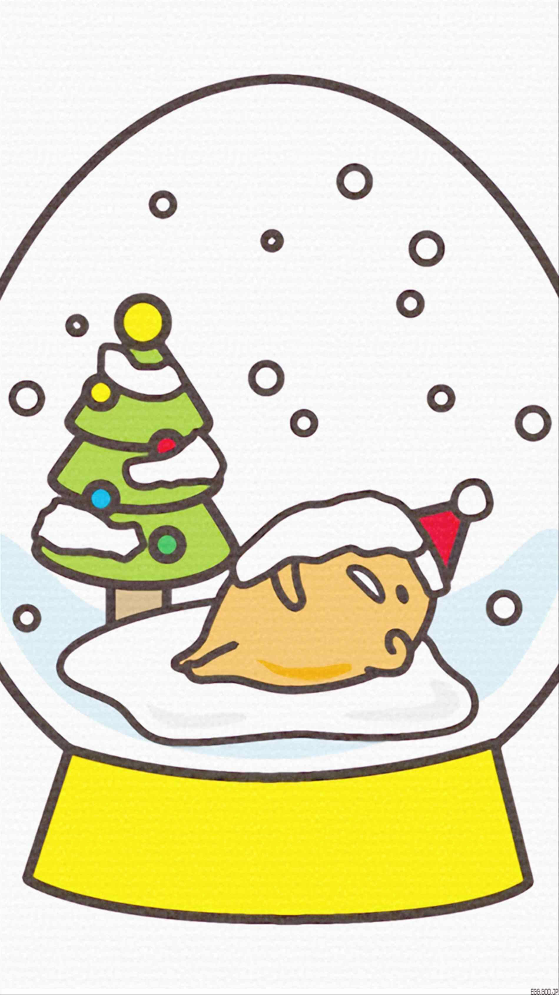Gudetama, Santa hat, snow globe, 2K Phone Wallpaper