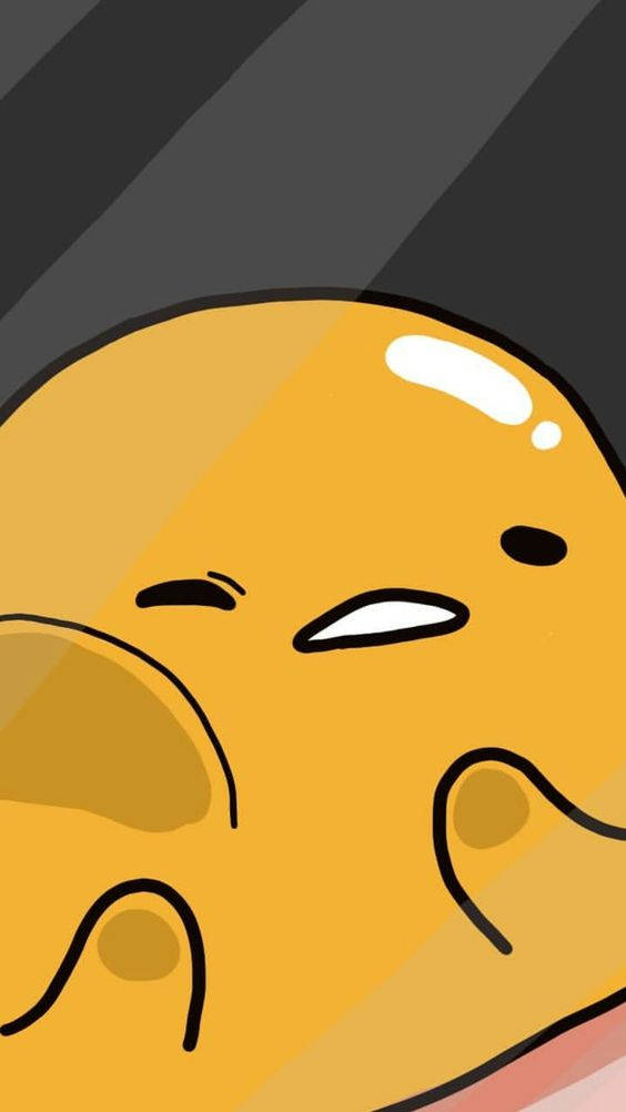 Gudetama, yellow cartoon character, tired expression, SD Phone Wallpaper
