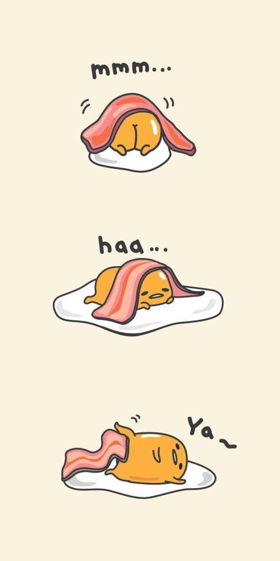 Gudetama, yellow egg character, bacon blanket, SD Phone Wallpaper