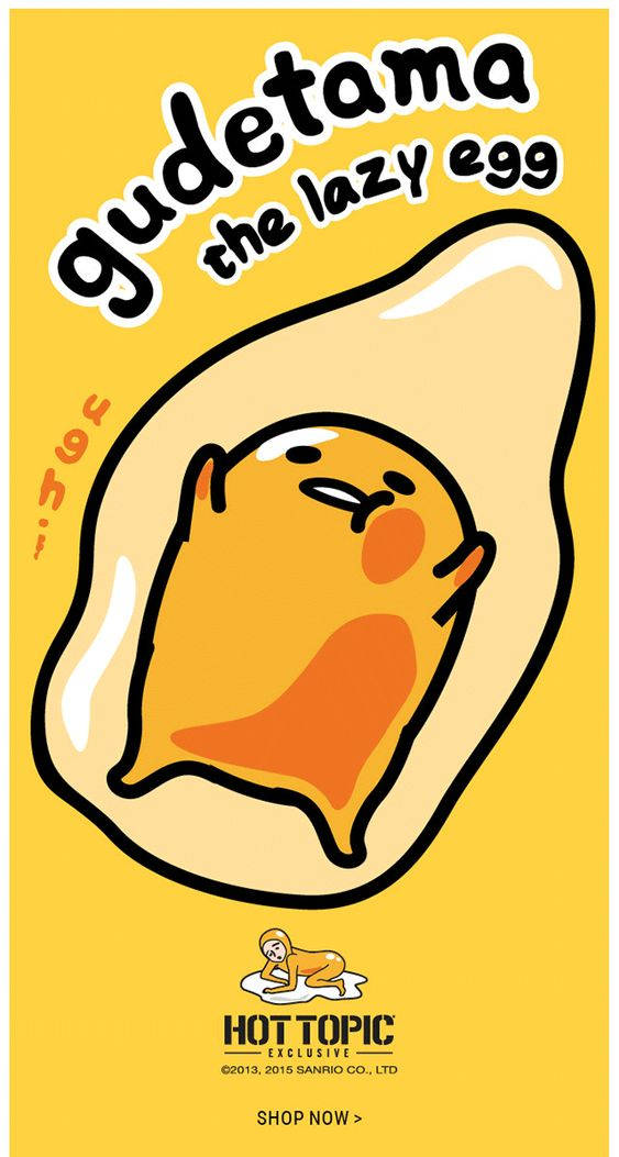 Gudetama, lazy yellow egg character, sleepy expression, SD Phone Wallpaper