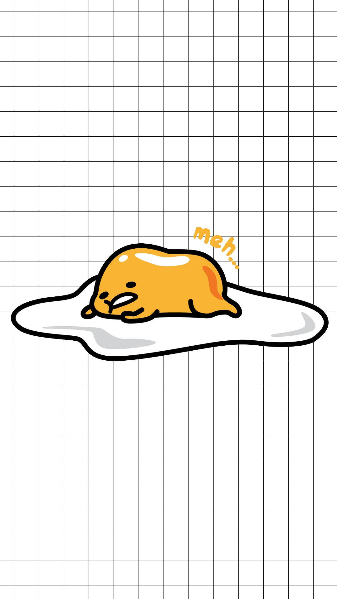 Gudetama, yellow gummy character, white plate, Full HD Phone Wallpaper