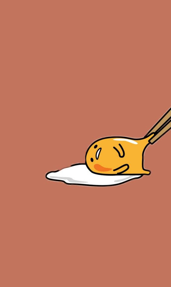 Gudetama, chopsticks, white sauce, SD Phone Wallpaper