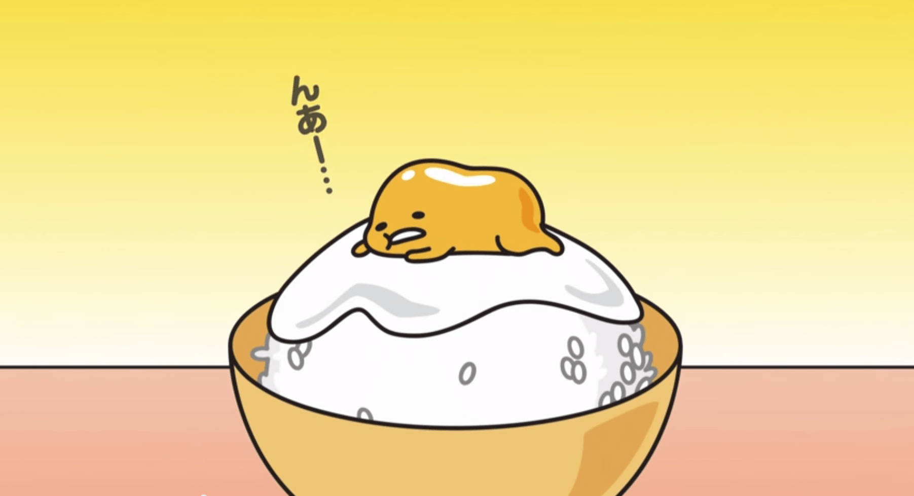 Gudetama, yellow gummy character, white rice, HD Desktop Wallpaper