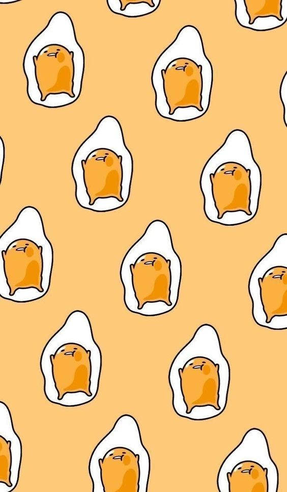 Gudetama, fried egg whites, warm orange background, SD Phone Wallpaper