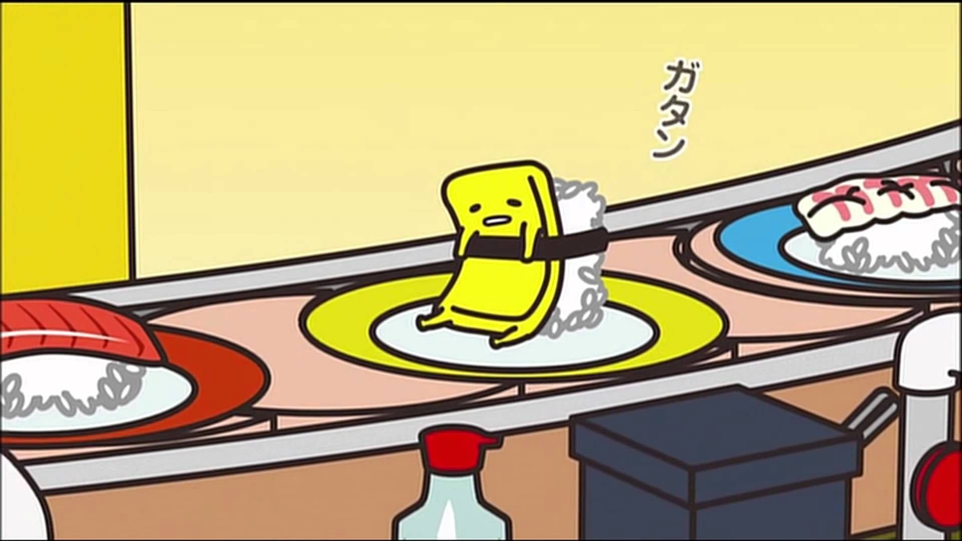 Gudetama, tamagoyaki, sushi plate, Full HD Desktop Wallpaper