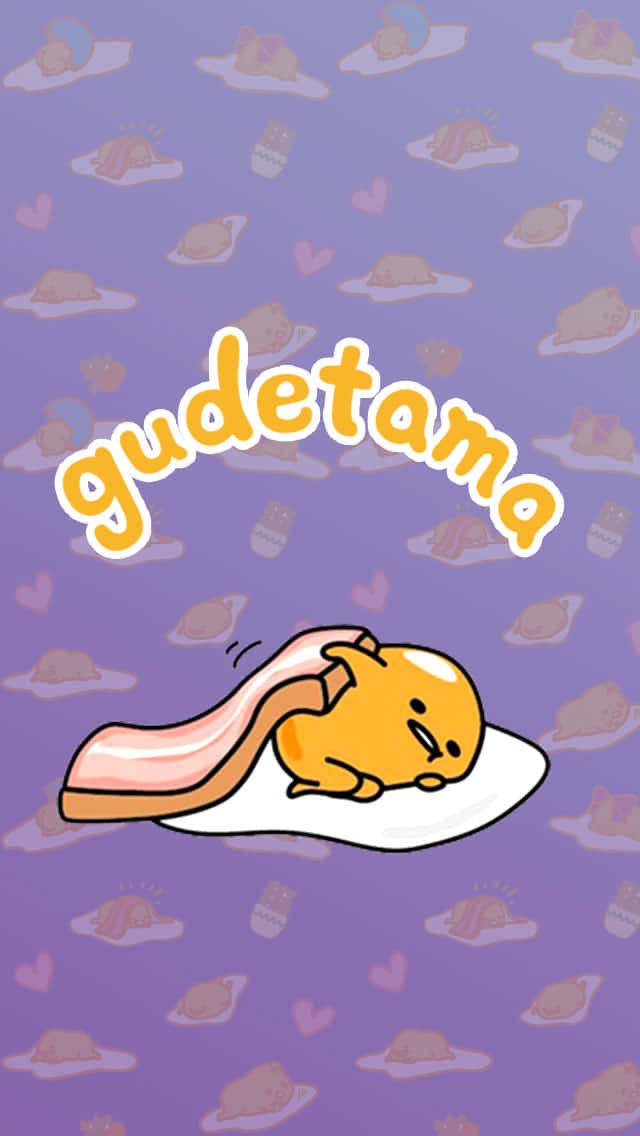 Gudetama, yellow egg character, bacon strip, SD Phone Wallpaper