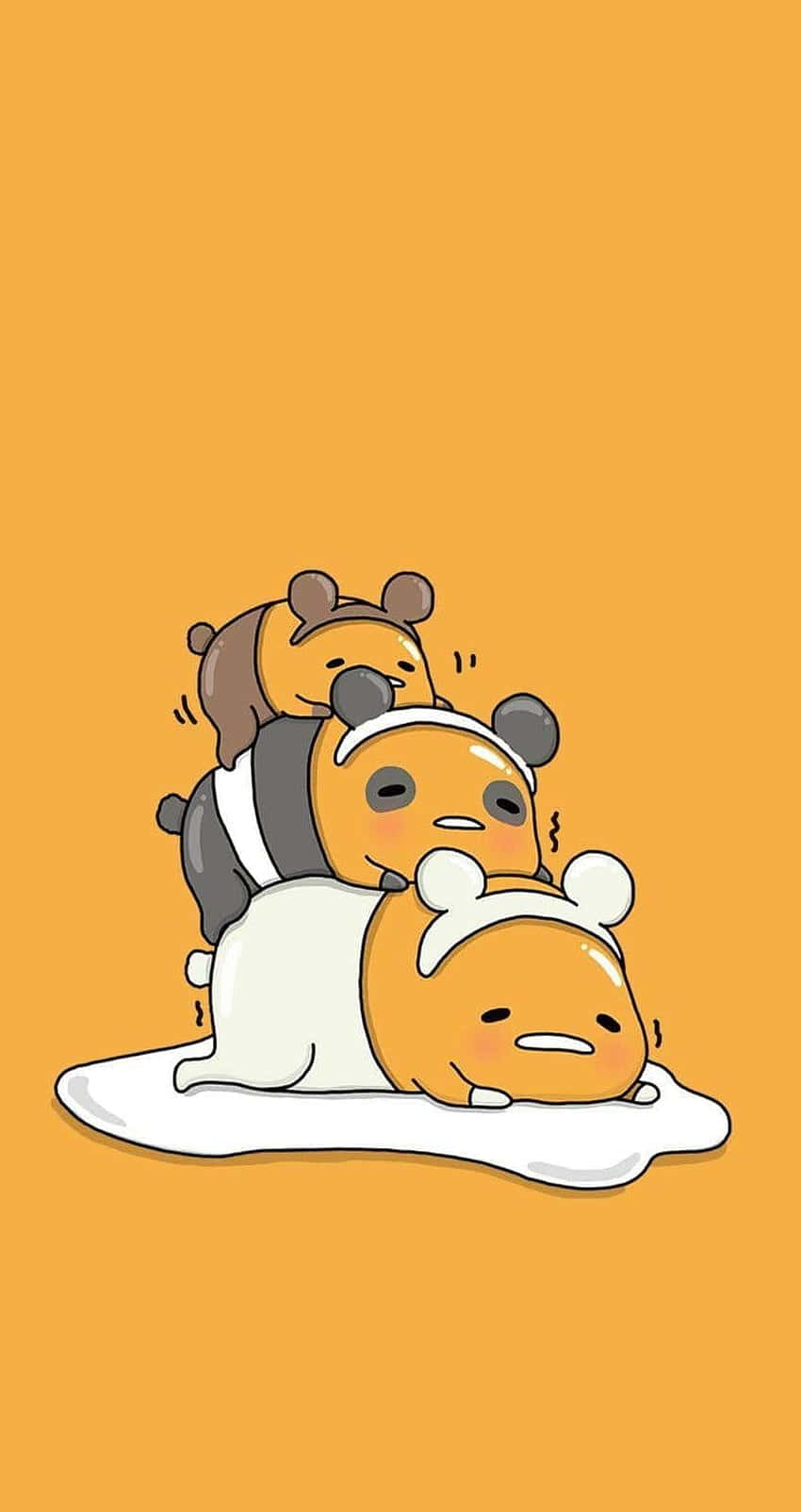 Gudetama, orange background, white puddle, HD Phone Wallpaper