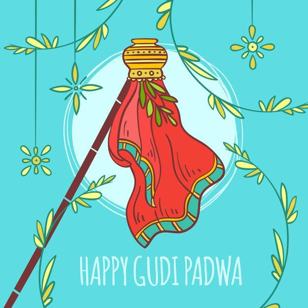 Gudi Padwa, red cloth, decorated pot, SD Desktop Wallpaper