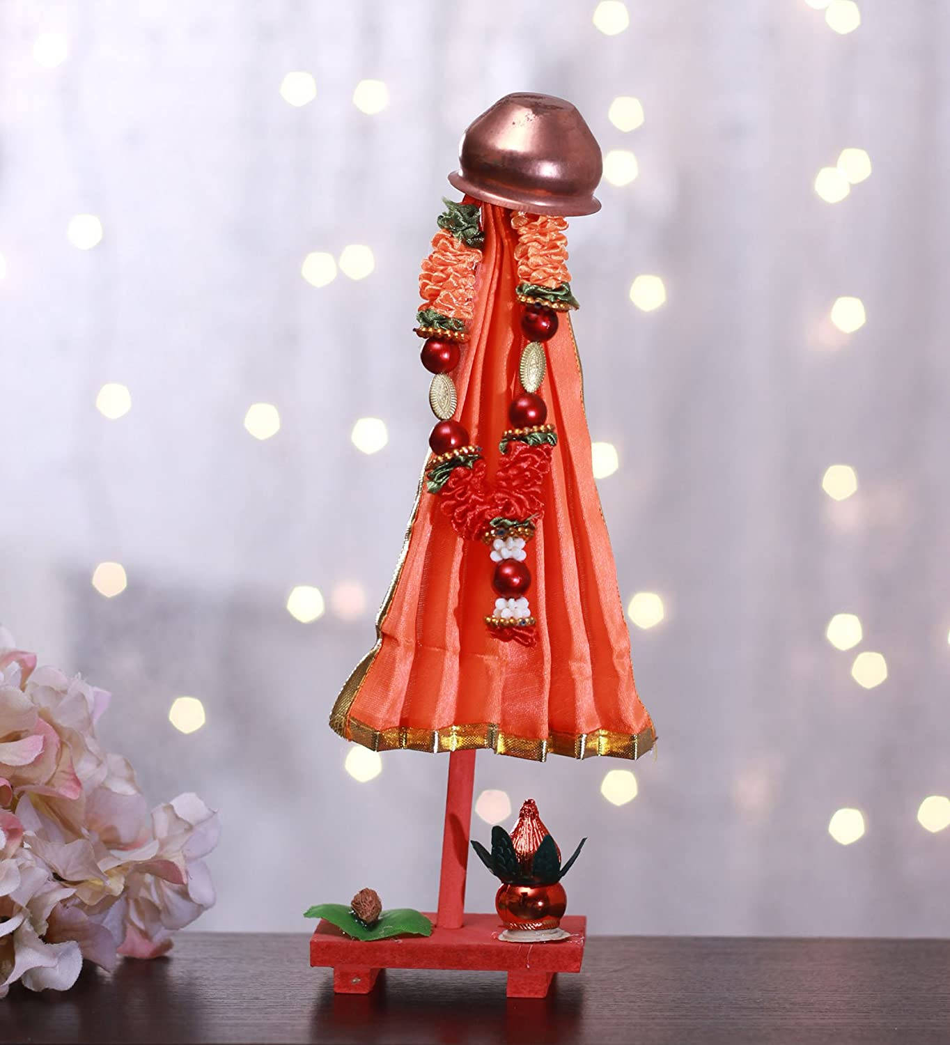 Gudi Padwa, red decorative idol, garlands beads, HD Phone Wallpaper