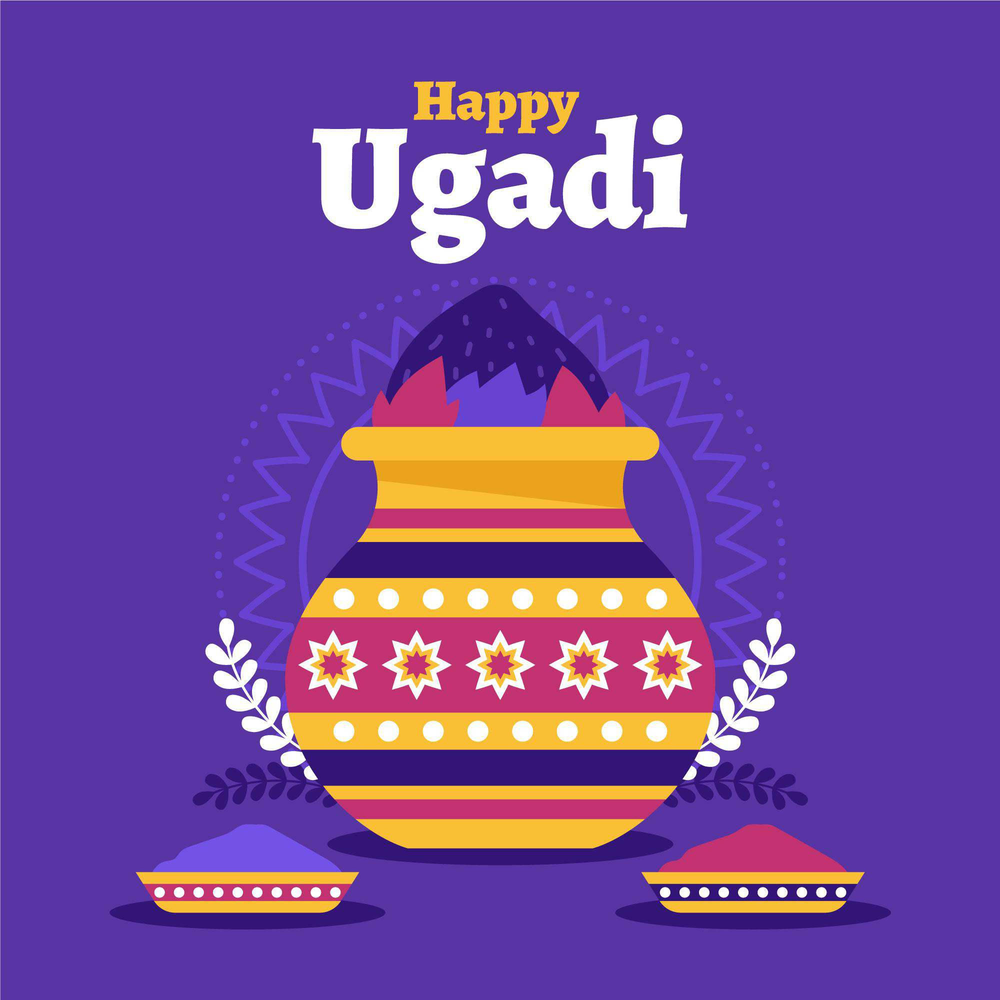 Gudi Padwa, decorative pot, colored powders, Full HD Desktop Wallpaper