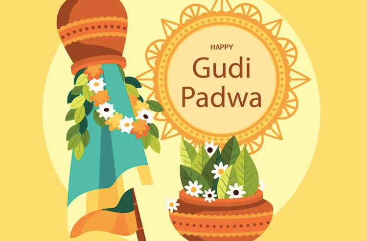 Gudi Padwa, yellow patterns, flagpole, SD Desktop Wallpaper
