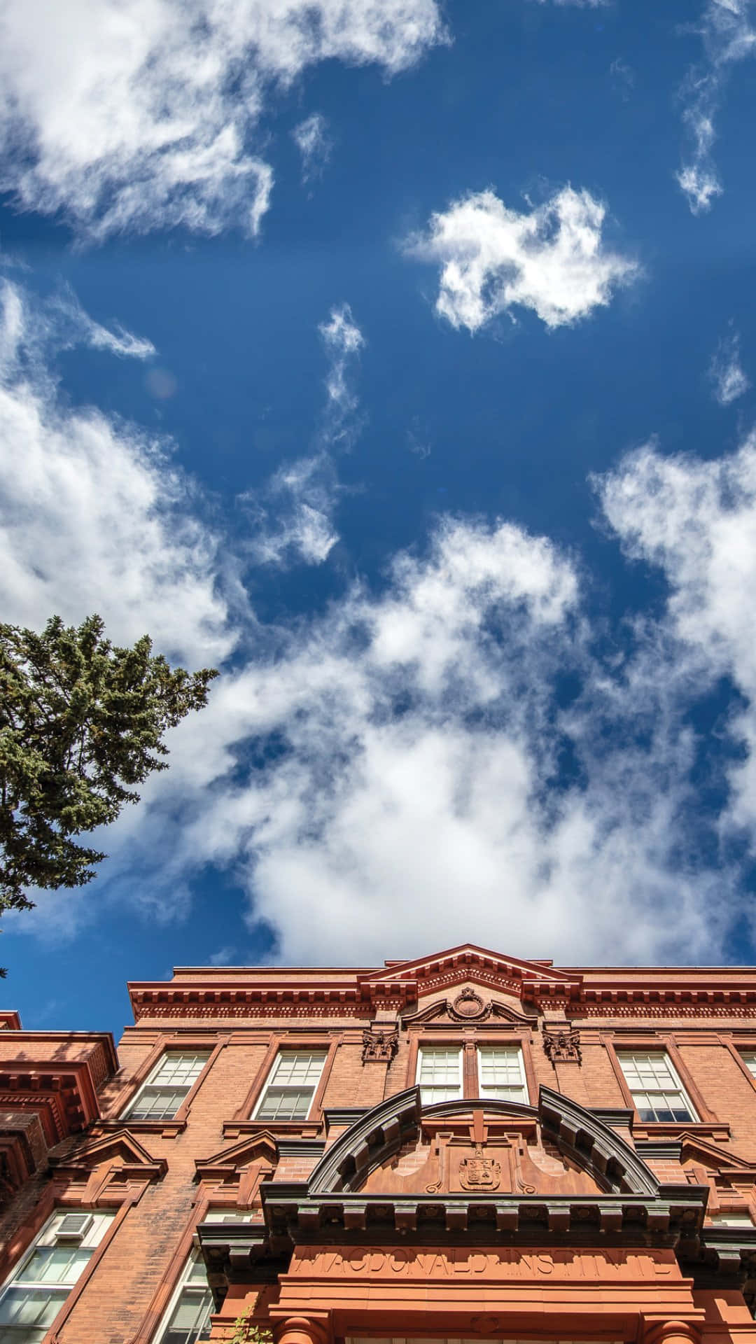 historic red building, Guelph, vibrant blue sky, Full HD Phone Wallpaper