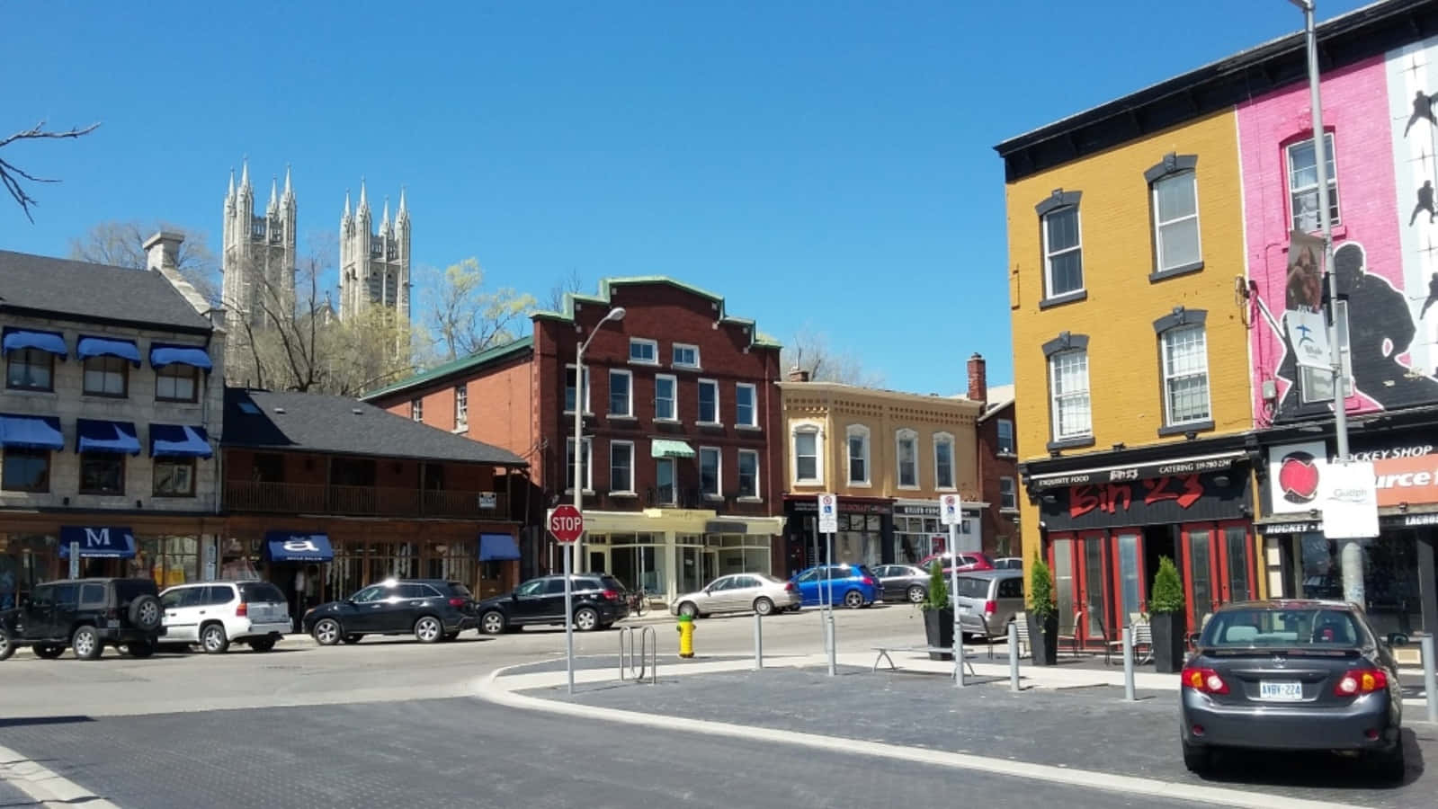 Guelph, scenic sunrise, urban street scene, HD Desktop Wallpaper